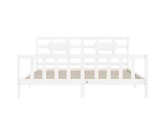 Cadru de pat cu tăblie 6ft super king size, alb, lemn masiv, 6 image