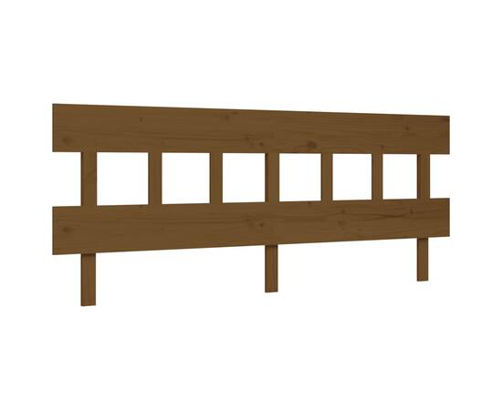 Cadru pat cu tăblie, maro miere, 200x200 cm, lemn masiv, 8 image