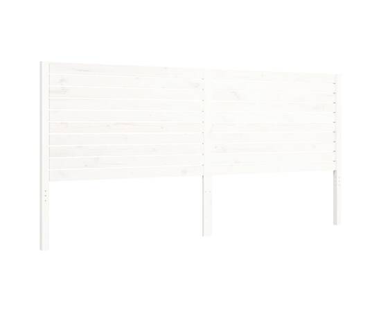 Cadru pat cu tăblie 200x200 cm, alb, lemn masiv, 8 image