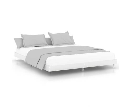 Cadru de pat, alb, 200x200 cm, lemn prelucrat, 2 image