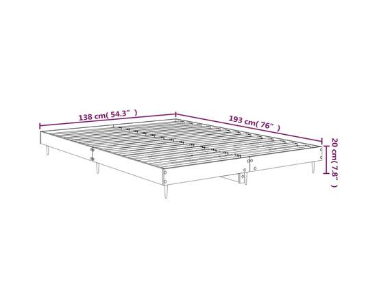 Cadru de pat, gri beton, 135x190 cm, lemn prelucrat, 9 image