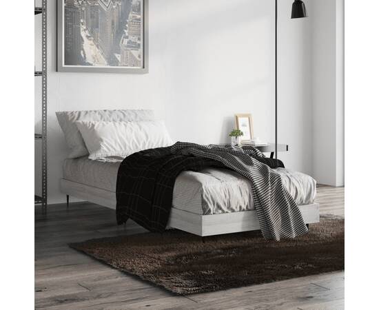 Cadru de pat, gri sonoma, 75x190 cm, lemn prelucrat, 4 image