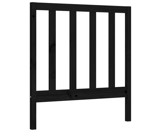 Cadru de pat cu tăblie, negru, 90x200 cm, lemn masiv, 8 image