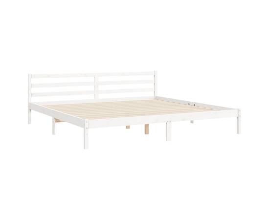 Cadru de pat cu tăblie 6ft super king, alb, lemn masiv, 8 image