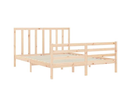 Cadru de pat cu tăblie, 160x200 cm, lemn masiv, 5 image