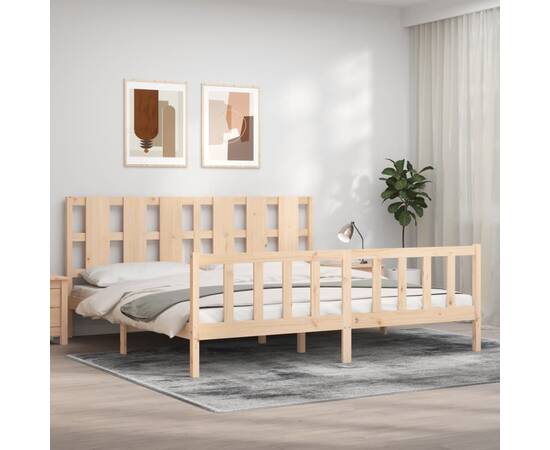 Cadru de pat cu tăblie, 180x200 cm, lemn masiv