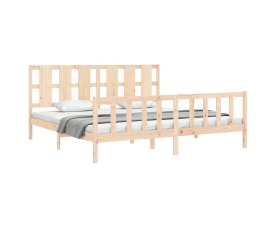 Cadru de pat cu tăblie, 180x200 cm, lemn masiv, 4 image
