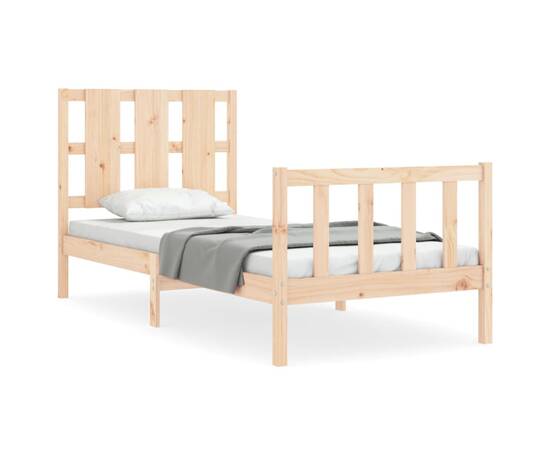 Cadru de pat cu tăblie, 90x190 cm, lemn masiv, 2 image