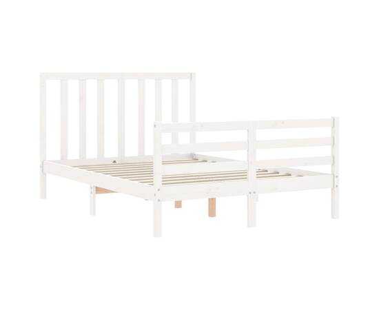 Cadru de pat cu tăblie, alb, 120x200 cm, lemn masiv, 5 image