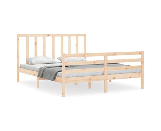 Cadru de pat cu tăblie, lemn masiv, king size 5ft, 2 image