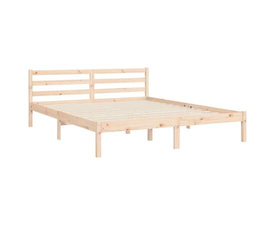 Cadru de pat cu tăblie, lemn masiv, king size 5ft, 9 image