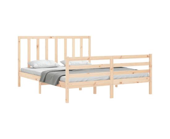 Cadru de pat cu tăblie, lemn masiv, king size 5ft, 4 image