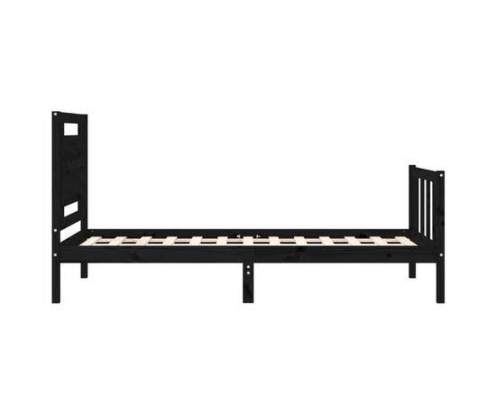 Cadru de pat cu tăblie, negru, 90x190 cm, lemn masiv, 7 image