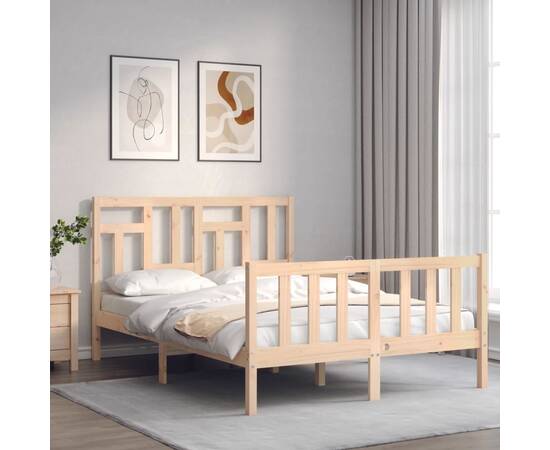 Cadru de pat cu tăblie, 120x200 cm, lemn masiv, 3 image