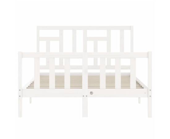 Cadru de pat cu tăblie, alb, 120x200 cm, lemn masiv, 6 image