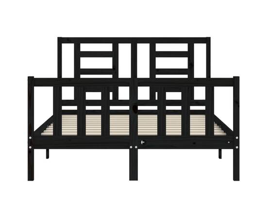 Cadru de pat cu tăblie, negru, 120x200 cm, lemn masiv, 6 image