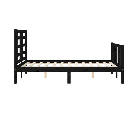 Cadru de pat cu tăblie, negru, 140x200 cm, lemn masiv, 7 image