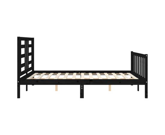 Cadru de pat cu tăblie, negru, 160x200 cm, lemn masiv, 7 image