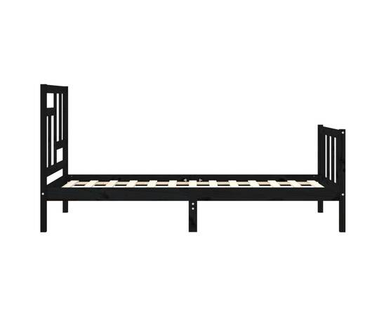 Cadru de pat cu tăblie 2ft6 small single, negru, lemn masiv, 7 image