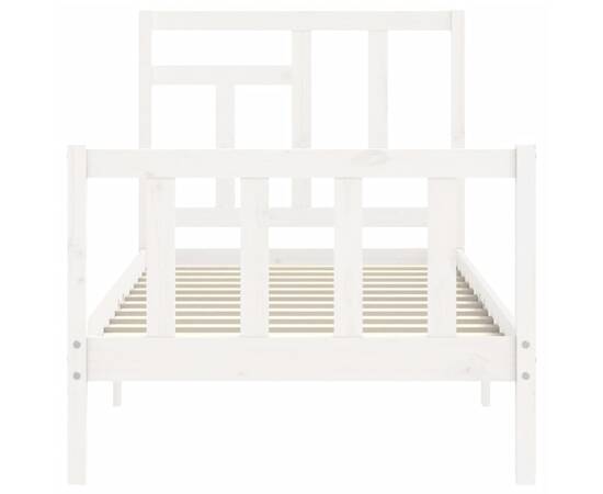 Cadru de pat cu tăblie 3ft, single, alb, lemn masiv, 6 image