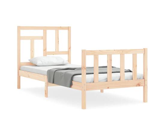 Cadru de pat cu tăblie 3ft, single, lemn masiv, 2 image