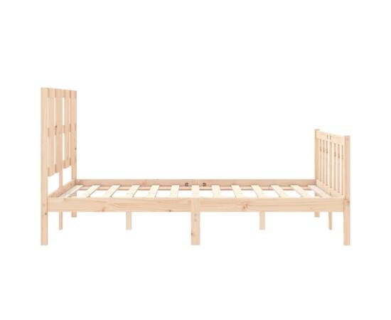 Cadru de pat cu tăblie 4ft, dublu mic, lemn masiv, 7 image