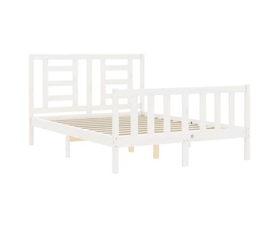 Cadru de pat cu tăblie 4ft, dublu mic, lemn masiv, 5 image