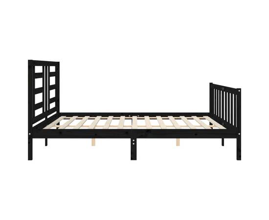 Cadru de pat cu tăblie 6ft super king, negru, lemn masiv, 7 image
