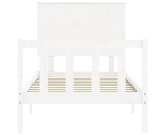 Cadru de pat cu tăblie, alb, 100x200 cm, lemn masiv, 6 image