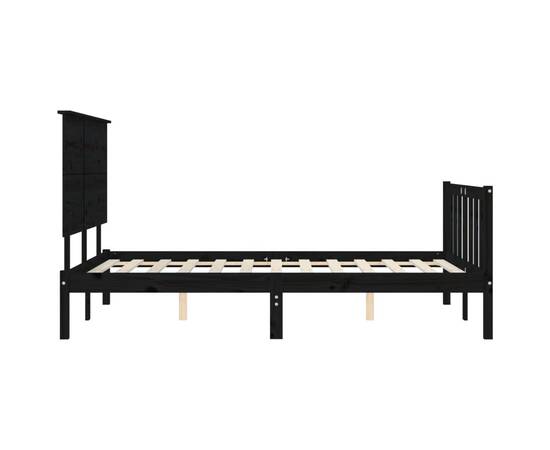 Cadru de pat cu tăblie, negru, 120x200 cm, lemn masiv, 7 image