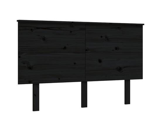 Cadru de pat cu tăblie, negru, 140x190 cm, lemn masiv, 8 image