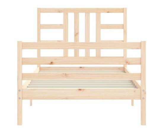 Cadru de pat cu tăblie 3ft, single, lemn masiv, 6 image