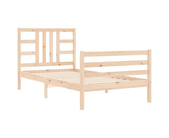 Cadru de pat cu tăblie 3ft, single, lemn masiv, 5 image