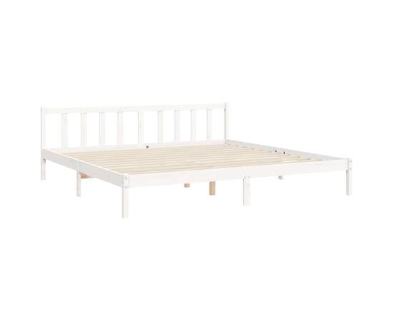 Cadru de pat cu tăblie 6ft super king, alb, lemn masiv, 9 image