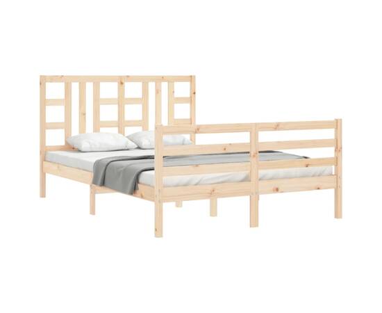 Cadru de pat cu tăblie, 160x200 cm, lemn masiv, 4 image