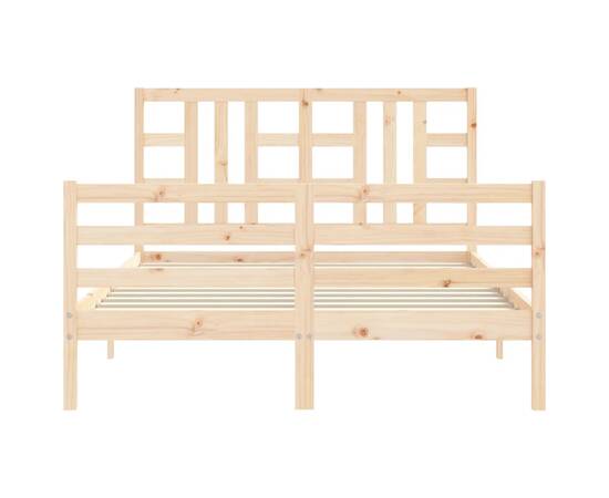 Cadru de pat cu tăblie, 160x200 cm, lemn masiv, 6 image