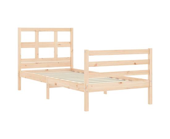 Cadru de pat cu tăblie, 90x200 cm, lemn masiv, 5 image