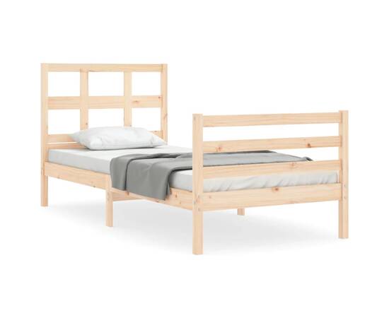 Cadru de pat cu tăblie, 90x200 cm, lemn masiv, 2 image