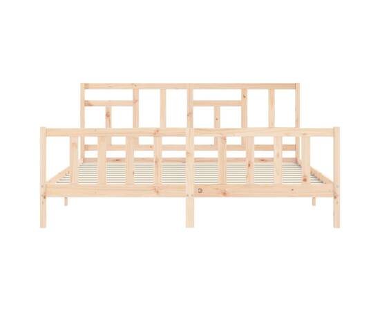 Cadru pat cu tăblie 200x200 cm, lemn masiv de pin, 6 image