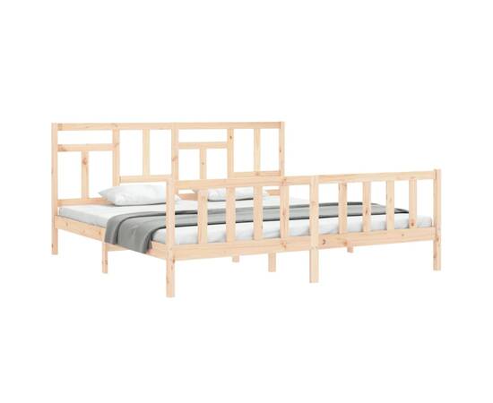 Cadru pat cu tăblie 200x200 cm, lemn masiv de pin, 4 image