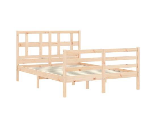 Cadru de pat cu tăblie, 120x200 cm, lemn masiv, 5 image