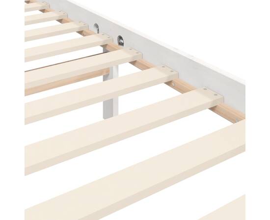 Cadru de pat cu tăblie, 140x190 cm, alb, lemn masiv, 10 image