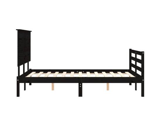 Cadru de pat cu tăblie, negru, 120x200 cm, lemn masiv, 7 image