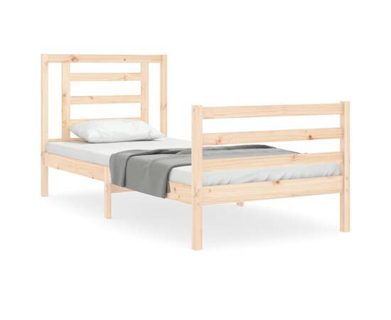 Cadru de pat cu tăblie 3ft, single, lemn masiv, 2 image