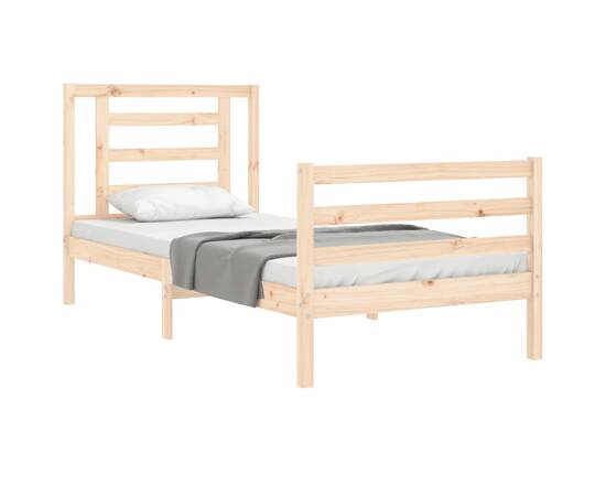 Cadru de pat cu tăblie 3ft, single, lemn masiv, 4 image