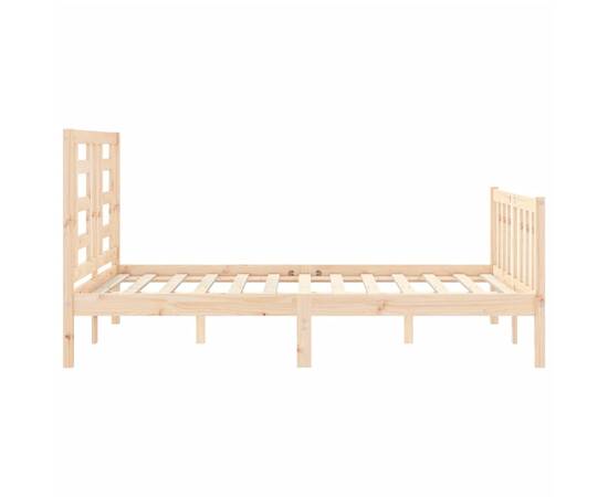 Cadru de pat cu tăblie 4ft, dublu mic, lemn masiv, 7 image