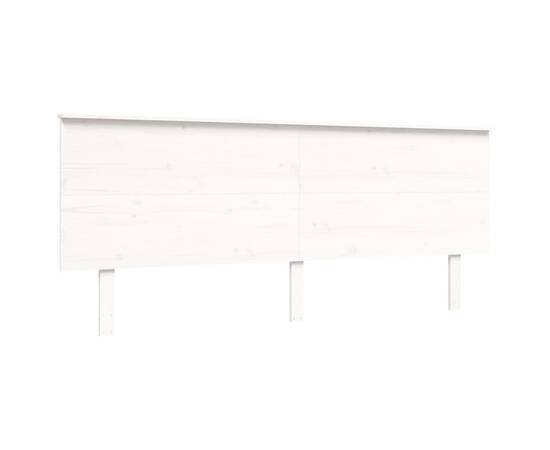 Cadru pat cu tăblie 200x200 cm, alb, lemn masiv, 8 image