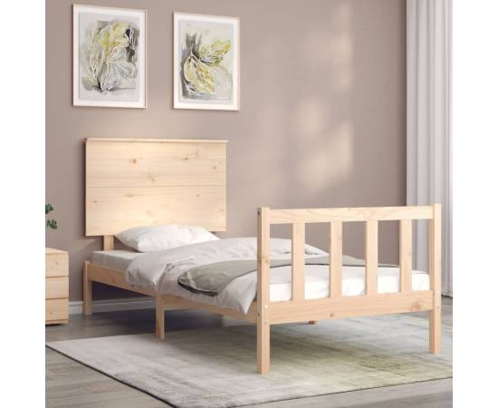 Cadru de pat cu tăblie 2ft6 small single, lemn masiv, 3 image