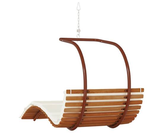 Scaun balansoar cu pernă, textil și lemn masiv de plop, 6 image