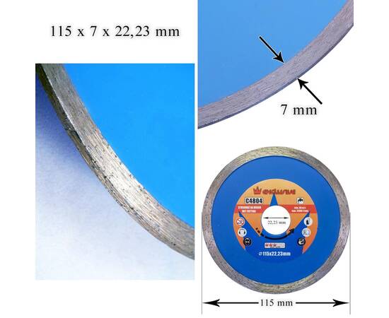 Disc diamantat, ceramica, taiere umeda, 115 mm/22.23 mm, richmann, 3 image